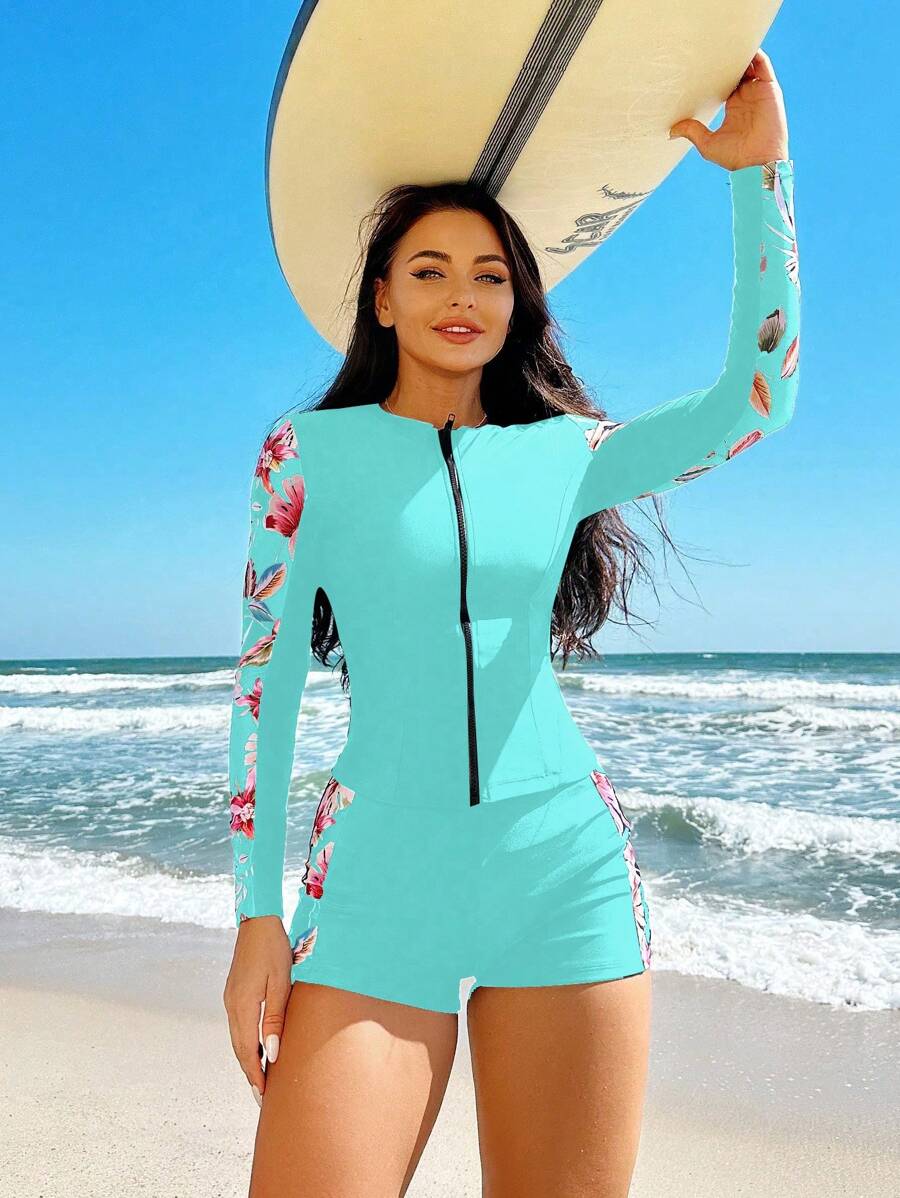 Conjunto Com Detalhes Florais UV Protection