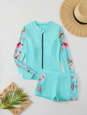 Conjunto Com Detalhes Florais UV Protection