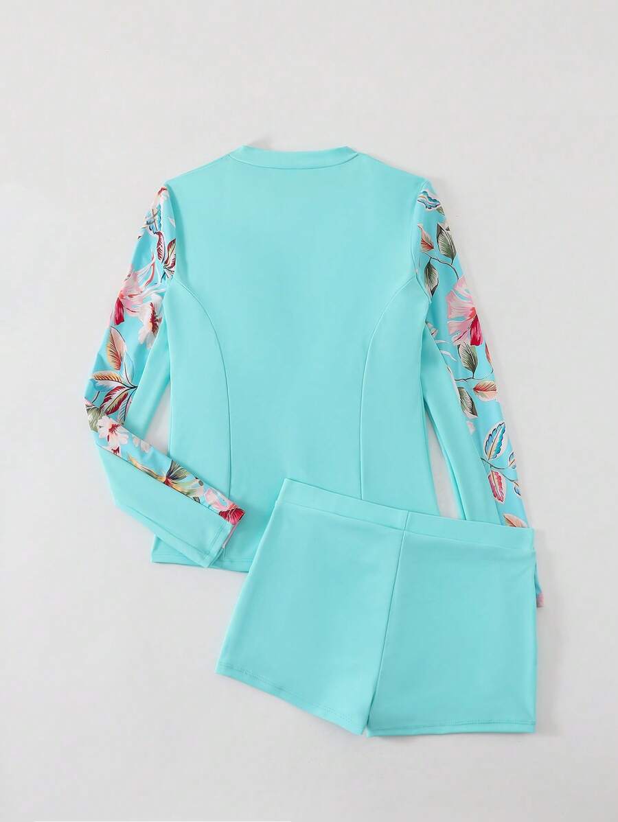 Conjunto Com Detalhes Florais UV Protection