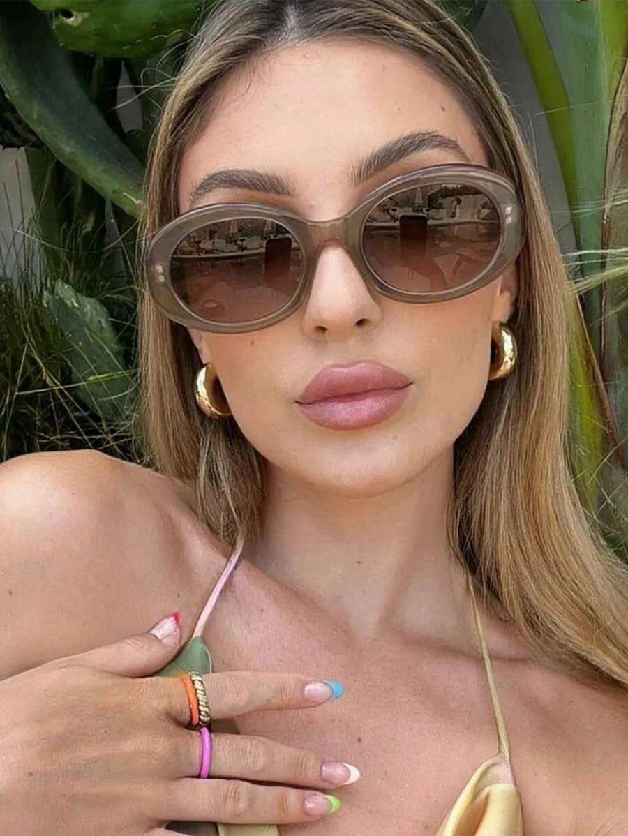 Óculos de Sol Com Armação Oval