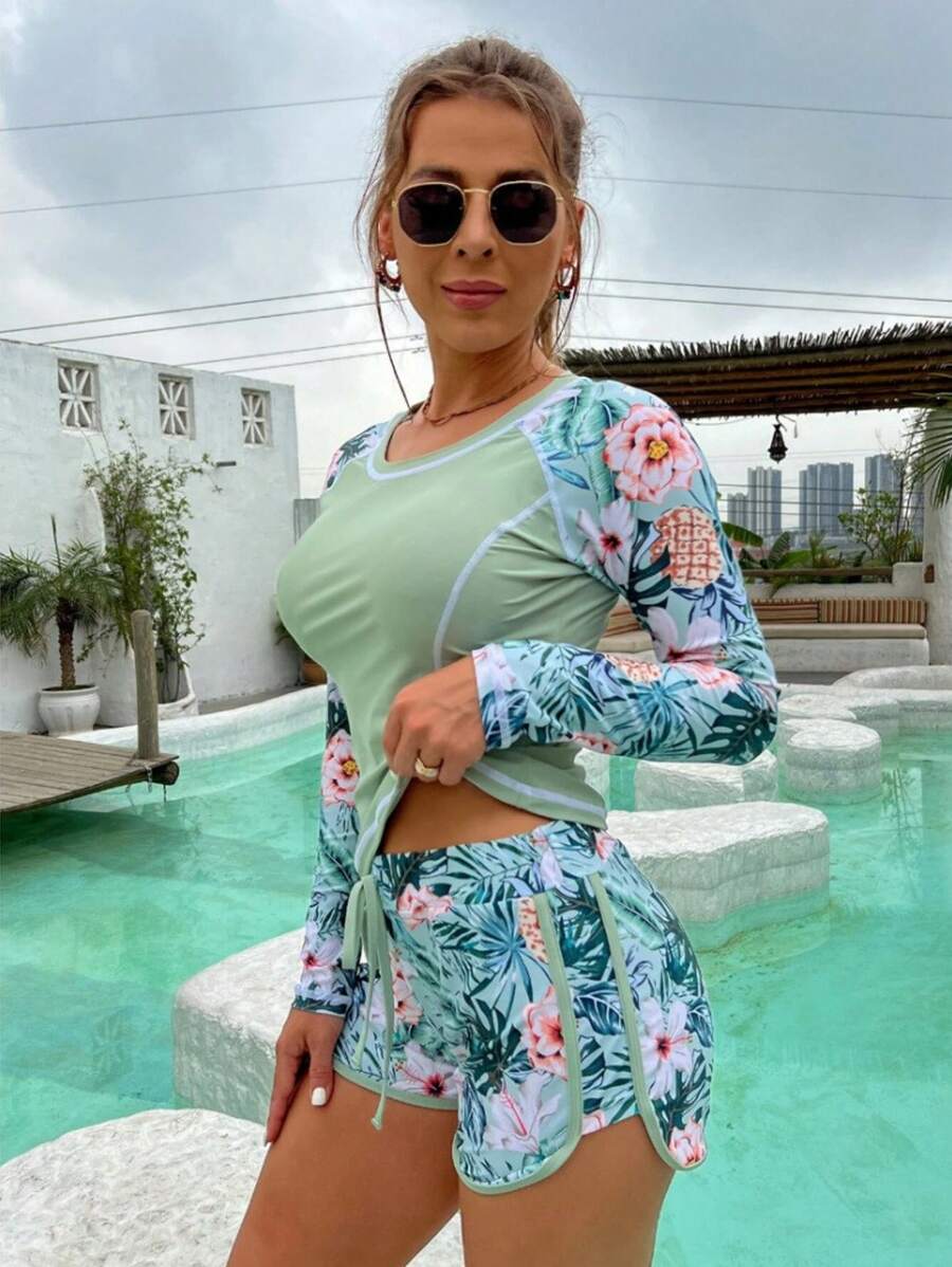 Conjunto UV Protection – Manga Longa Floral
