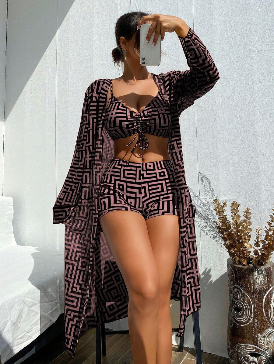 Conjunto Praia Geometric Chic 3 Peças