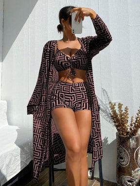 Conjunto Praia Geometric Chic 3 Peças