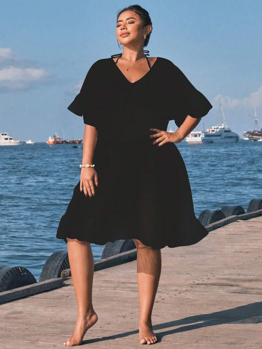 Saída de Praia com Babados Plus Size