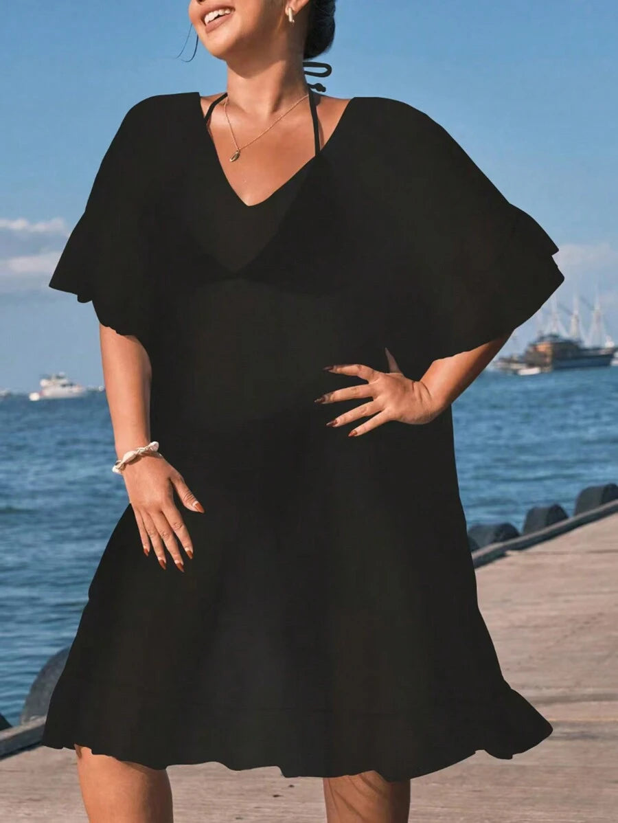 Saída de Praia com Babados Plus Size