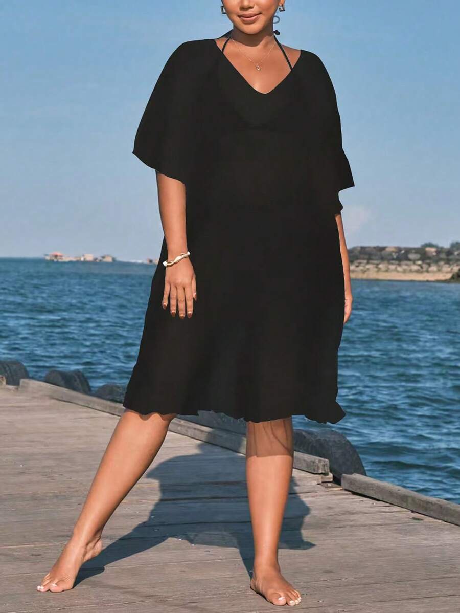 Saída de Praia com Babados Plus Size