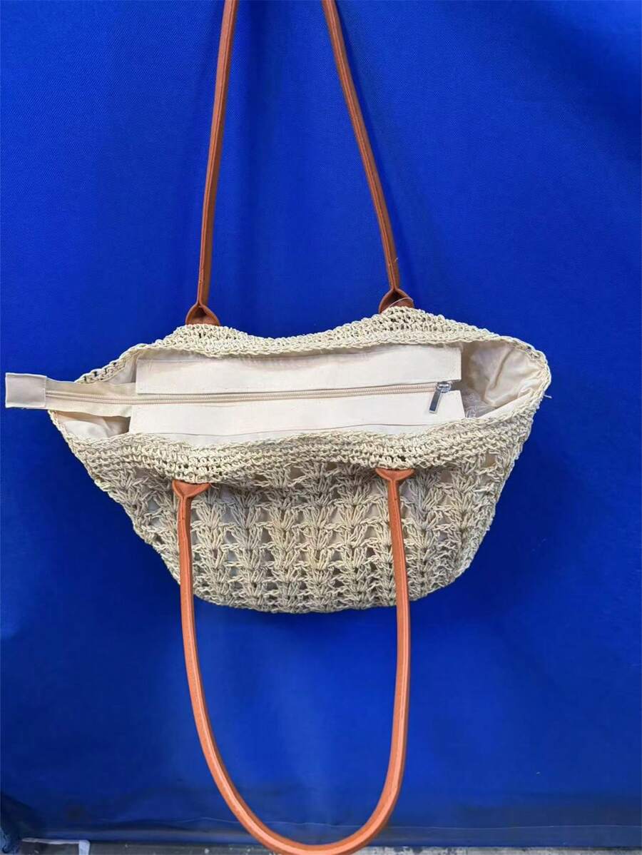 Bolsa Shopper em Palha com Alça de Ombro