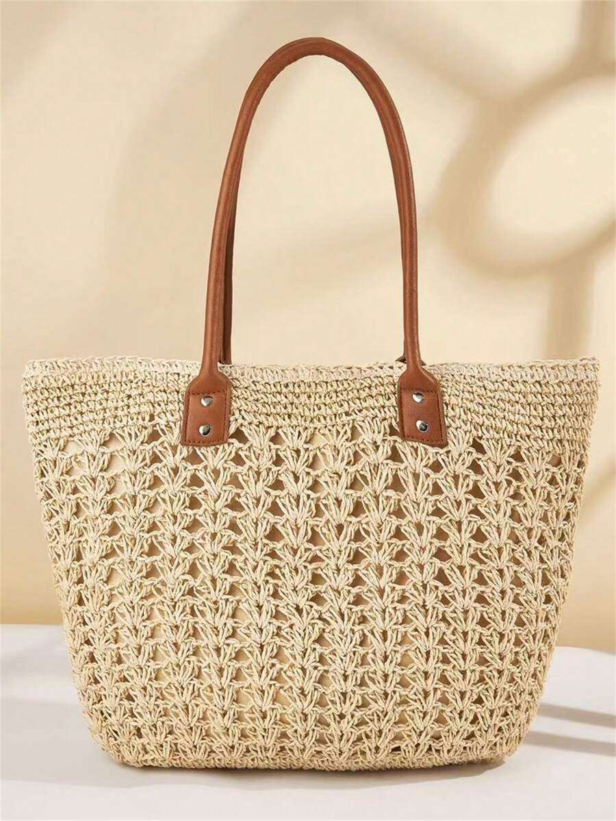 Bolsa Shopper em Palha com Alça de Ombro