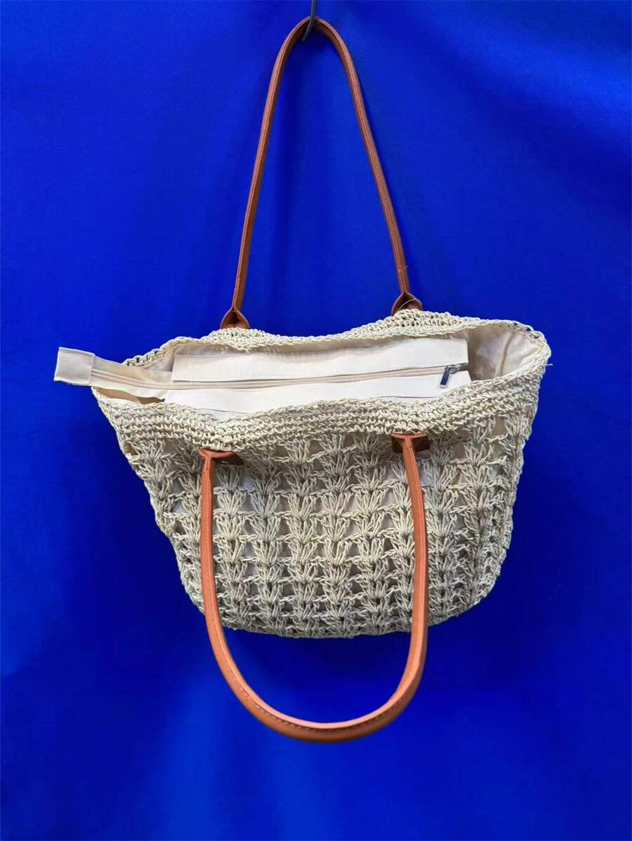 Bolsa Shopper em Palha com Alça de Ombro