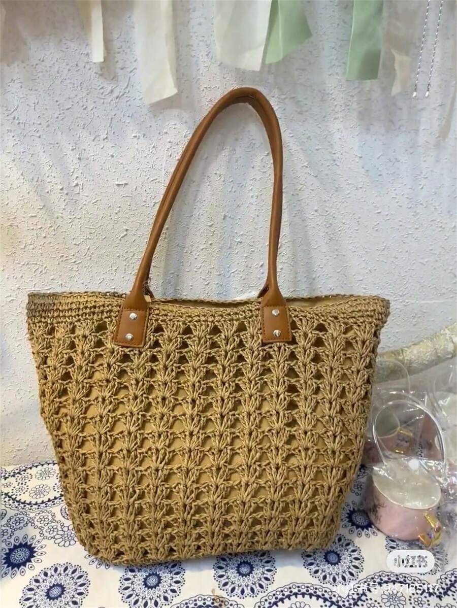 Bolsa Shopper em Palha com Alça de Ombro