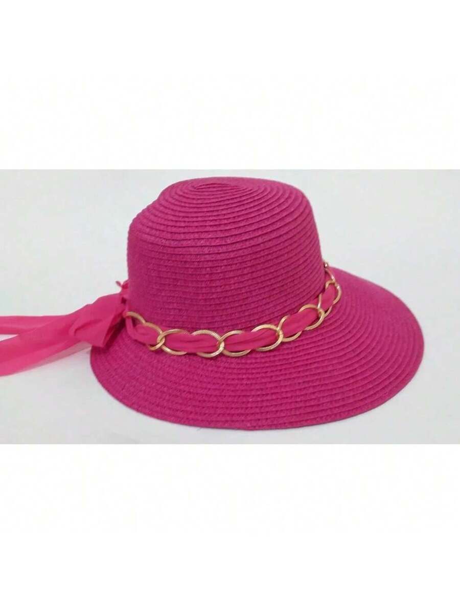 Chapéu de Praia com Corrente Dourada