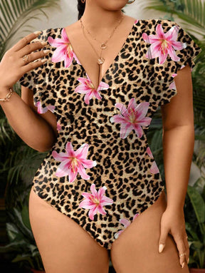 Maiô Preto Plus Size com Manga Borboleta
