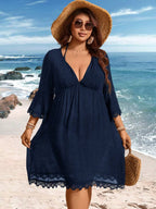 Saída de Praia Plus Size com Renda nas Barras
