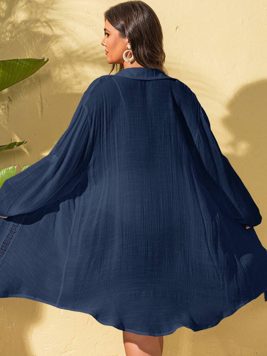 Saída de Praia Camisa Rendada Longa