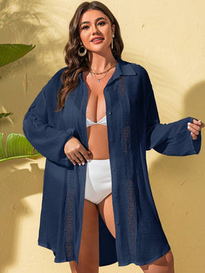 Saída de Praia Camisa Rendada Longa
