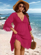 Saída de Praia Plus Size com Renda nas Barras