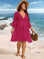 Saída de Praia Plus Size com Renda nas Barras
