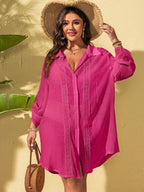 Saída de Praia Camisa Rendada Longa