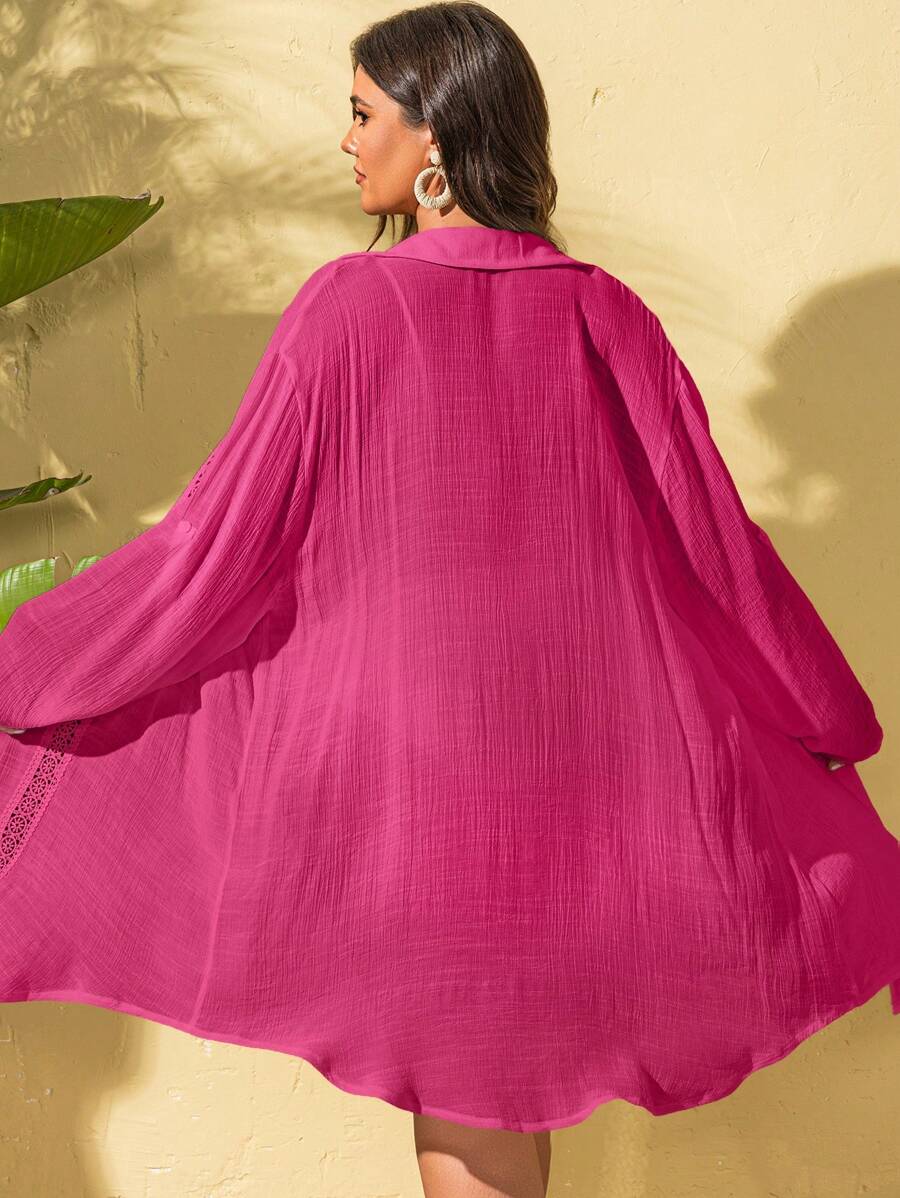 Saída de Praia Camisa Rendada Longa