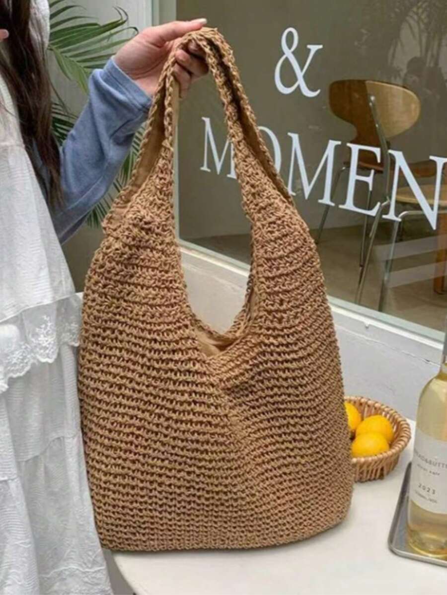 Bolsa de Ombro em Palha Sintética