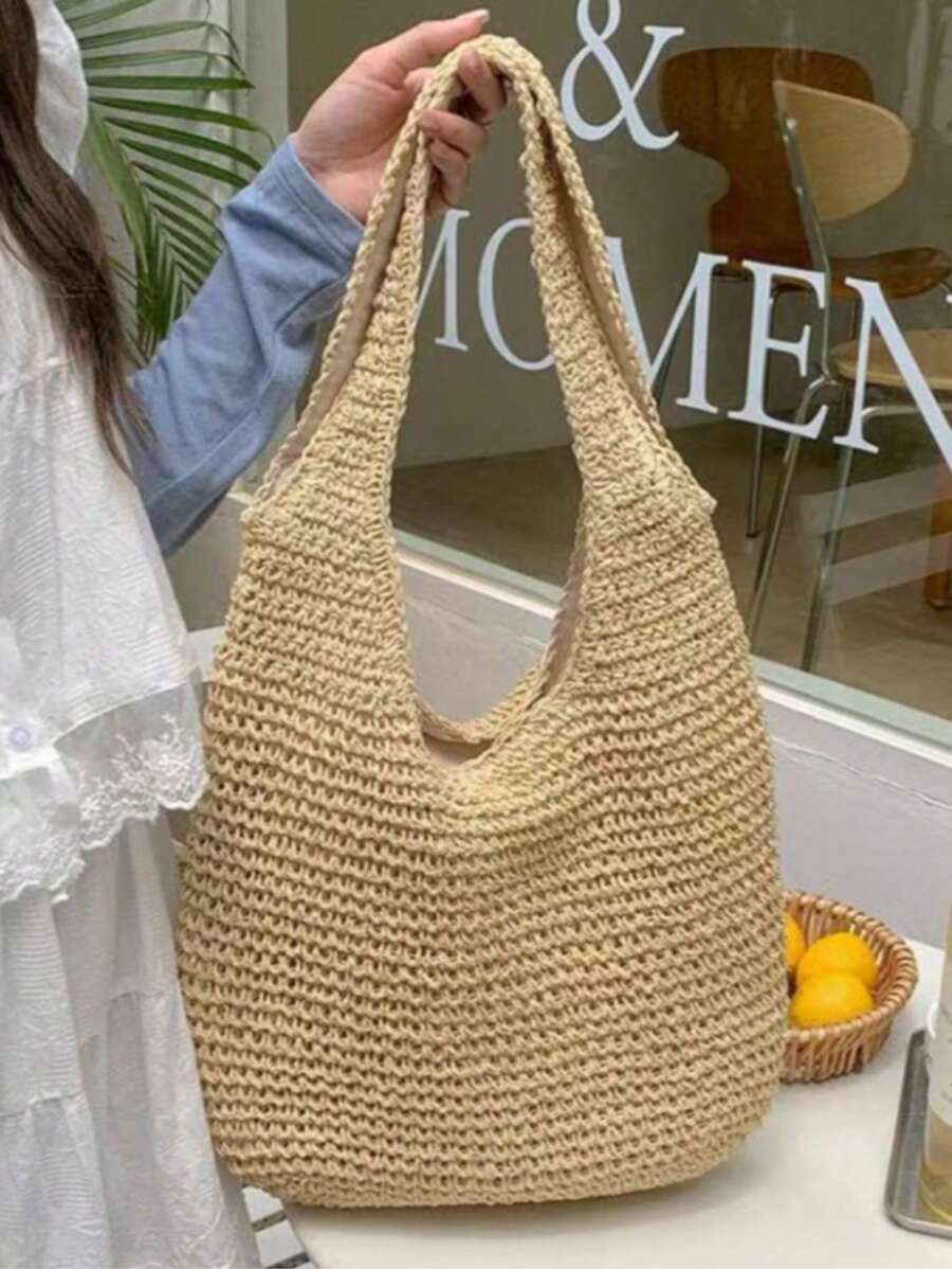 Bolsa de Ombro em Palha Sintética