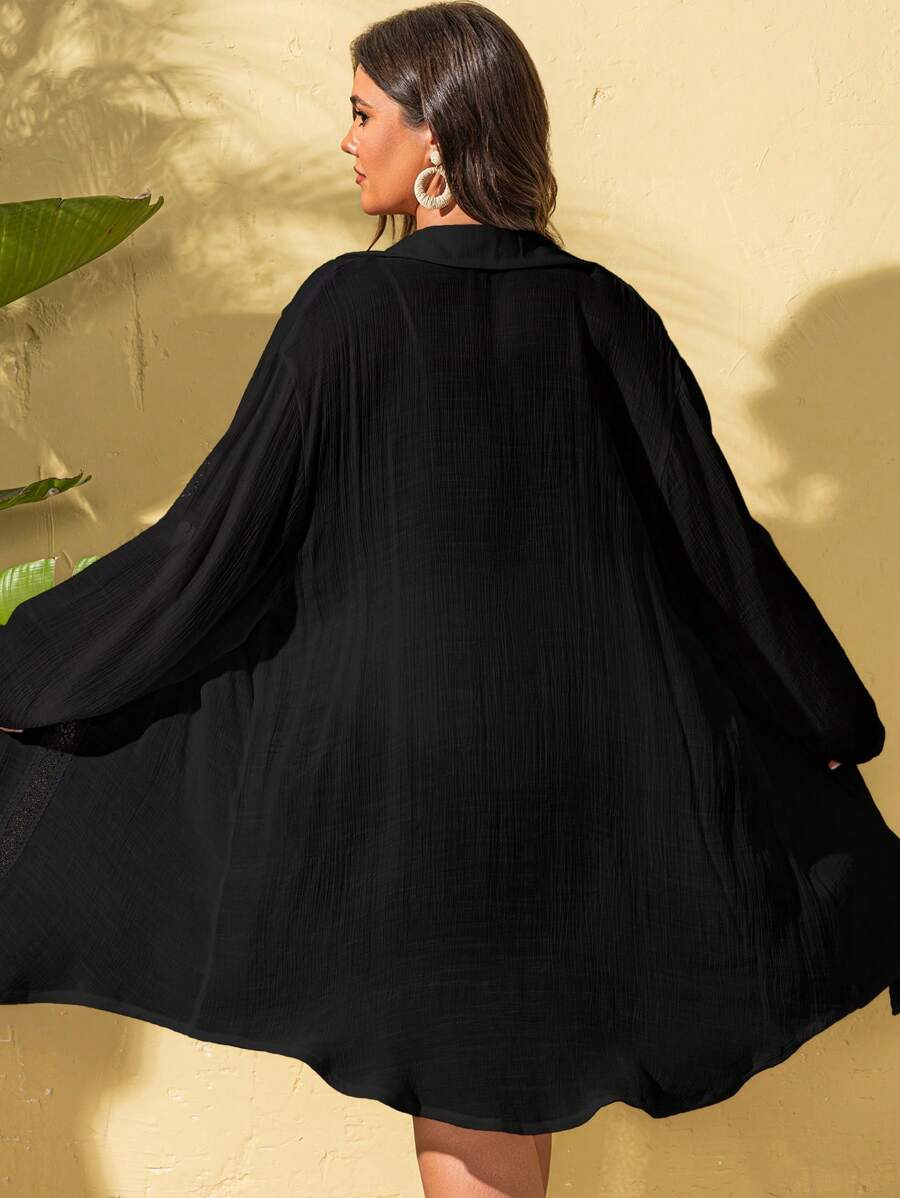 Saída de Praia Camisa Rendada Longa