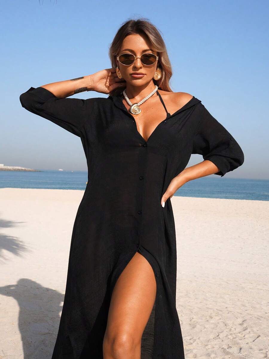 Saída de Praia Longa Camisa Aberta