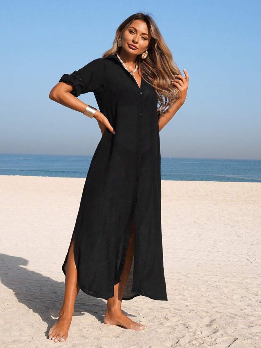 Saída de Praia Longa Camisa Aberta