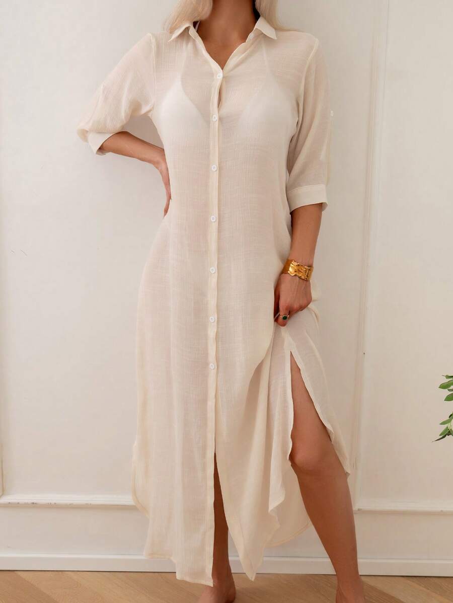 Saída de Praia Longa Camisa Aberta