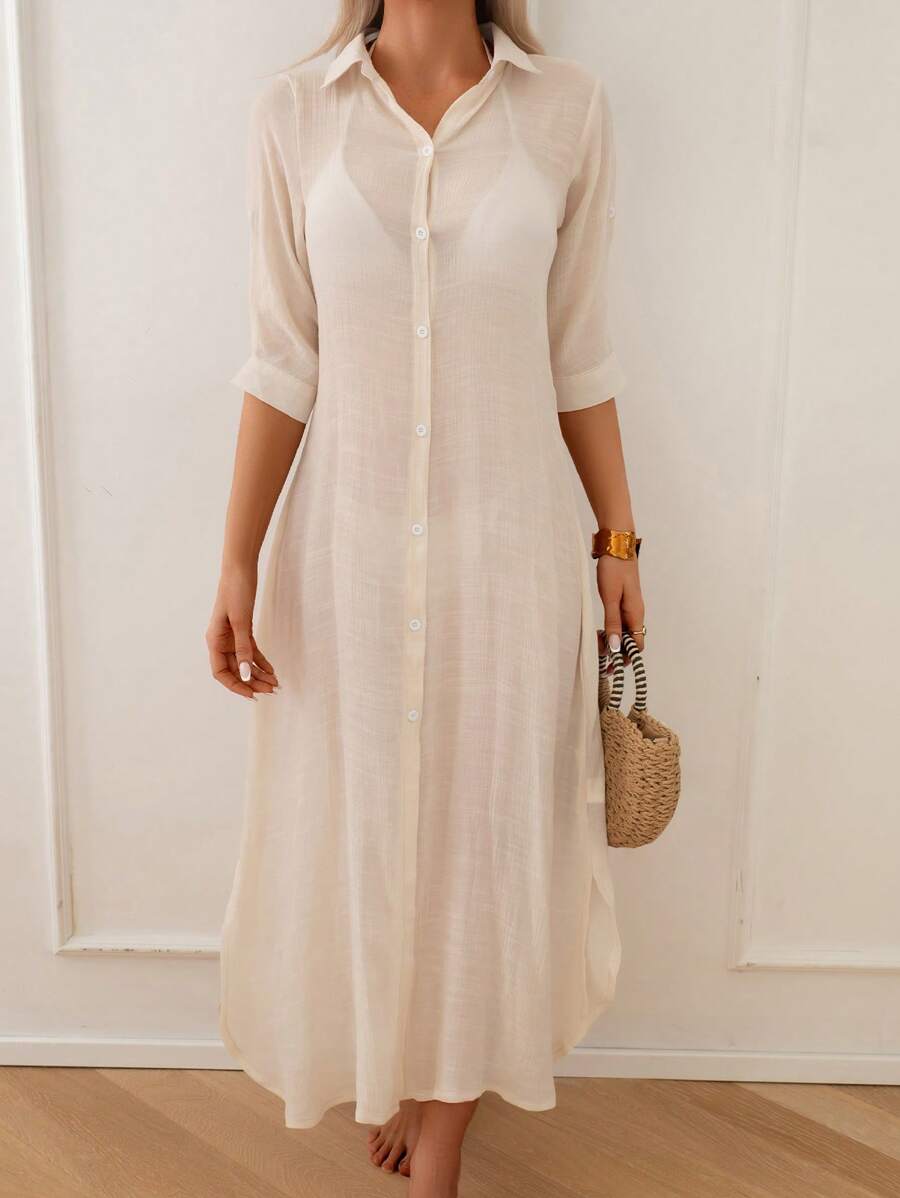 Saída de Praia Longa Camisa Aberta