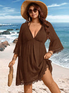 Saída de Praia Plus Size com Renda nas Barras