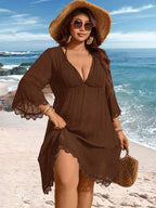 Saída de Praia Plus Size com Renda nas Barras
