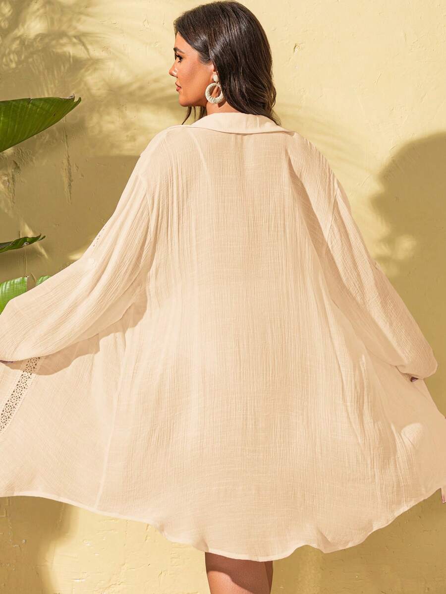 Saída de Praia Camisa Rendada Longa