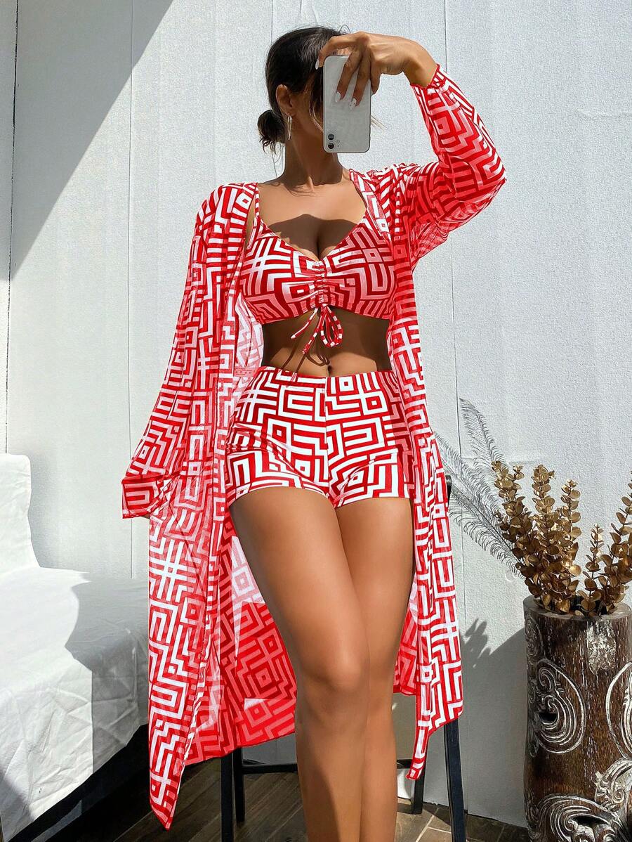 Conjunto Praia Geometric Chic 3 Peças