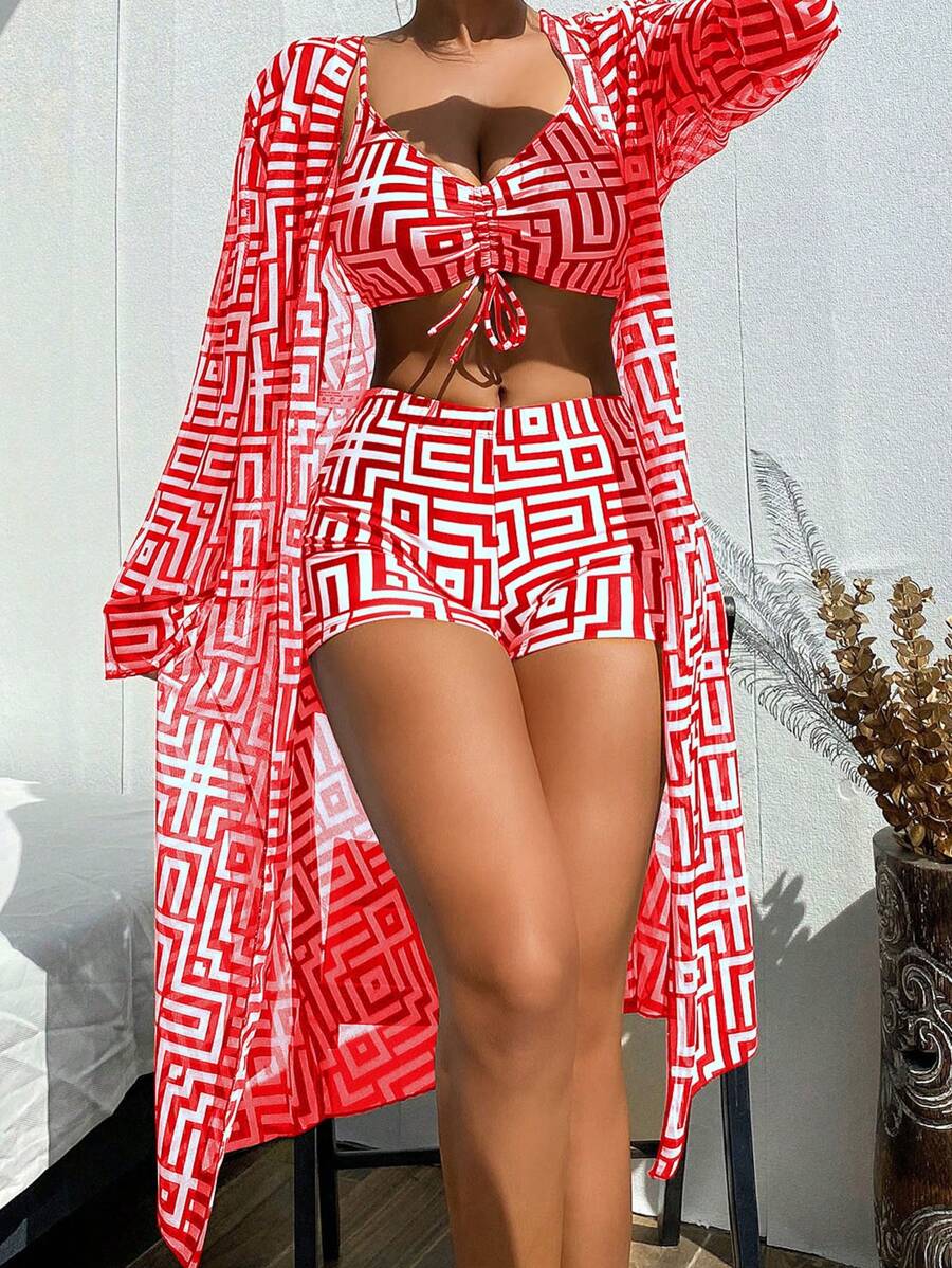 Conjunto Praia Geometric Chic 3 Peças
