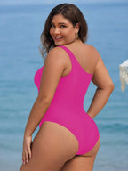 Maiô Plus Size One Shoulder Mesh