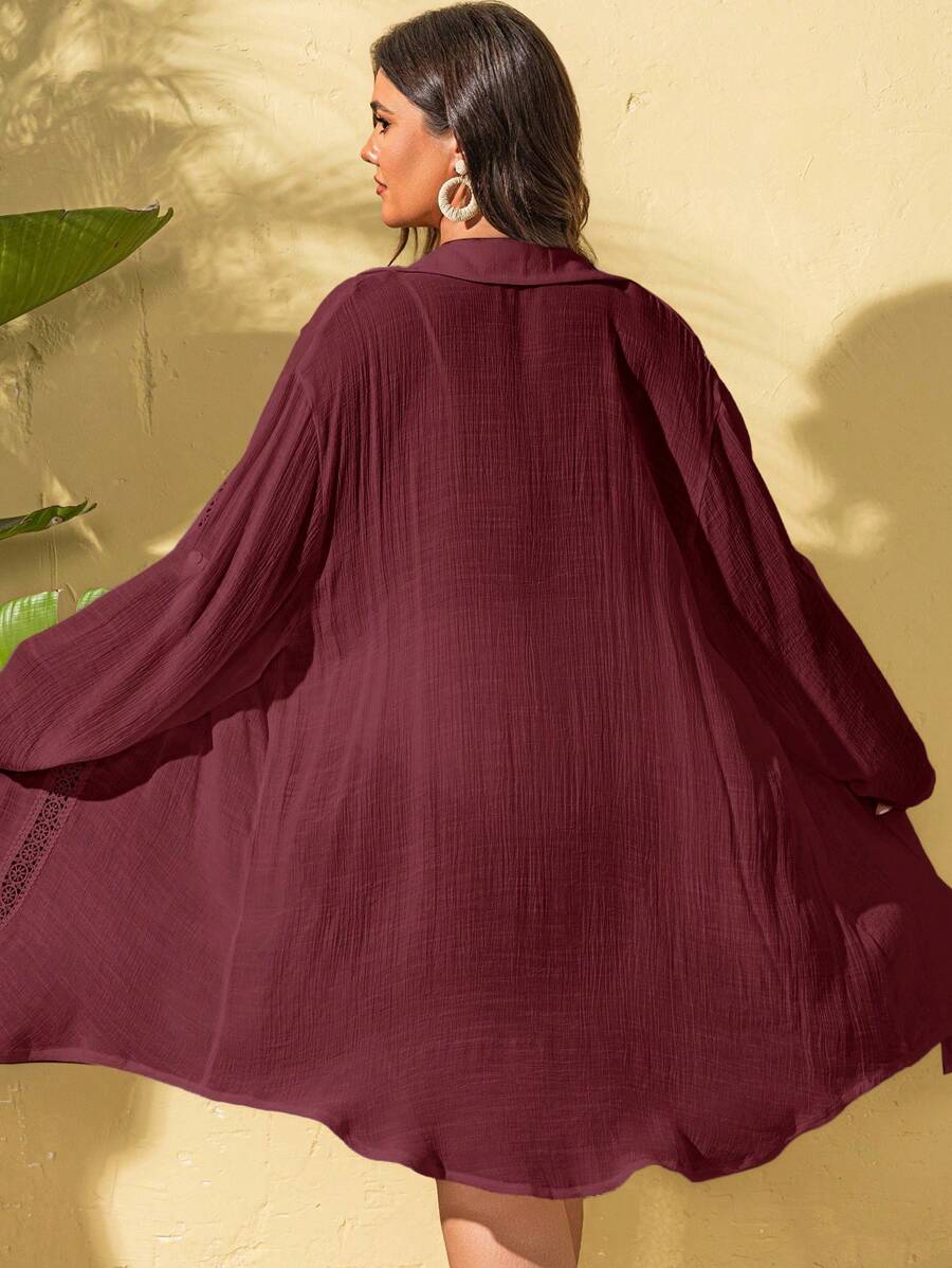 Saída de Praia Camisa Rendada Longa